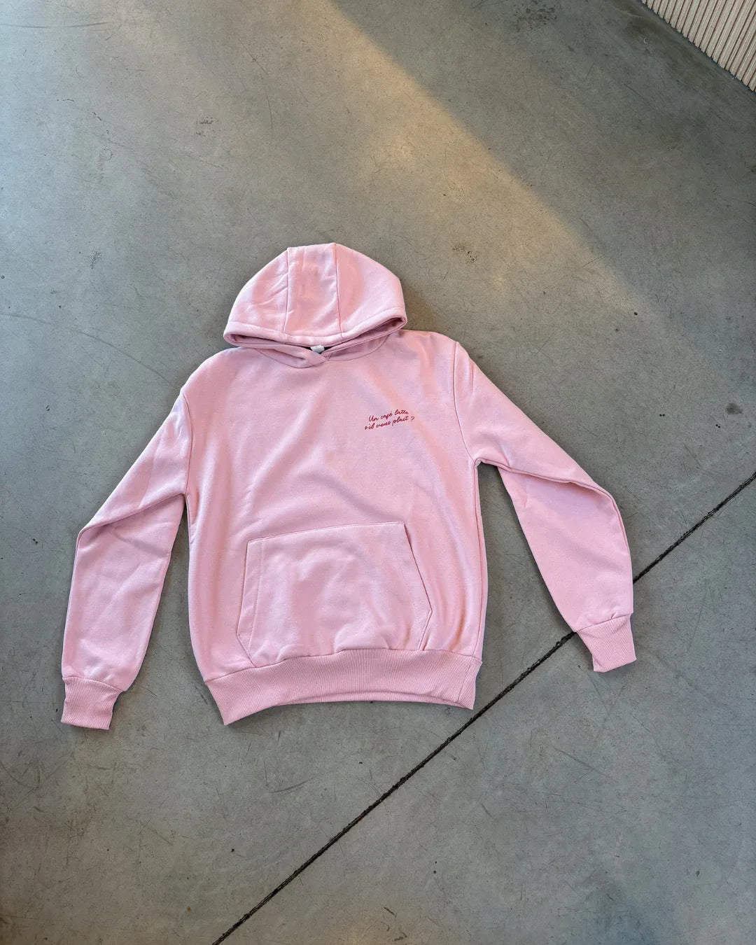 Sweat à capuche oversize " un café s'il vous plait" - ROSE