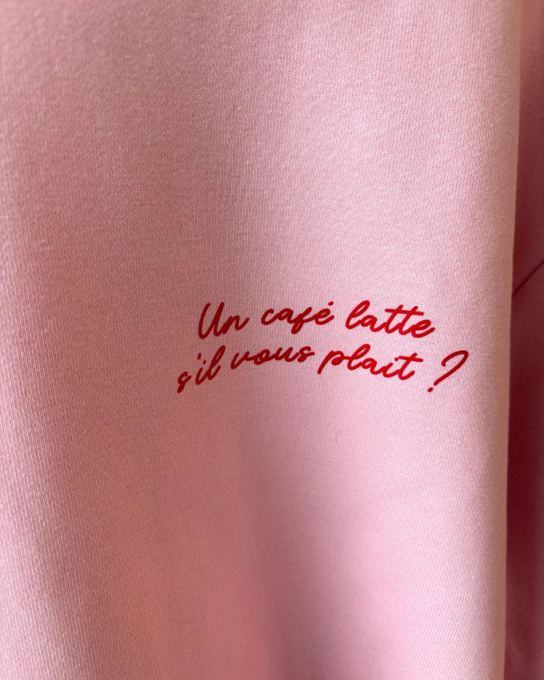 Sweat à capuche oversize " un café s'il vous plait" - ROSE