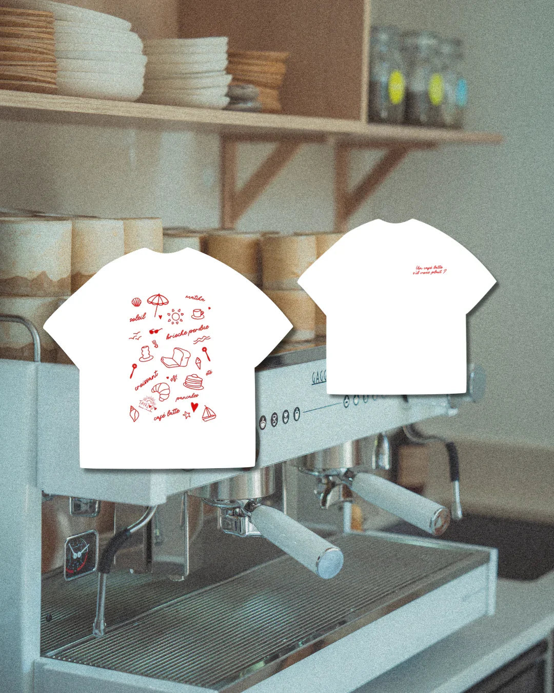 T-shirt Oversize Unisexe “Un café s’il vous plaît” - BLANC